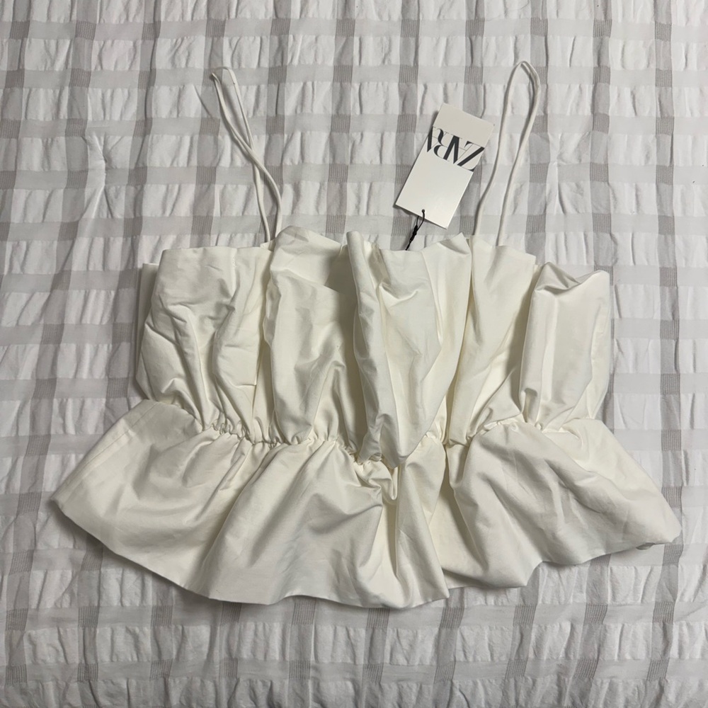 Zara Peplum Rouched Crop Top